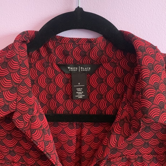 White House Black Market Red Button Up Blouse - Picture 2 of 5